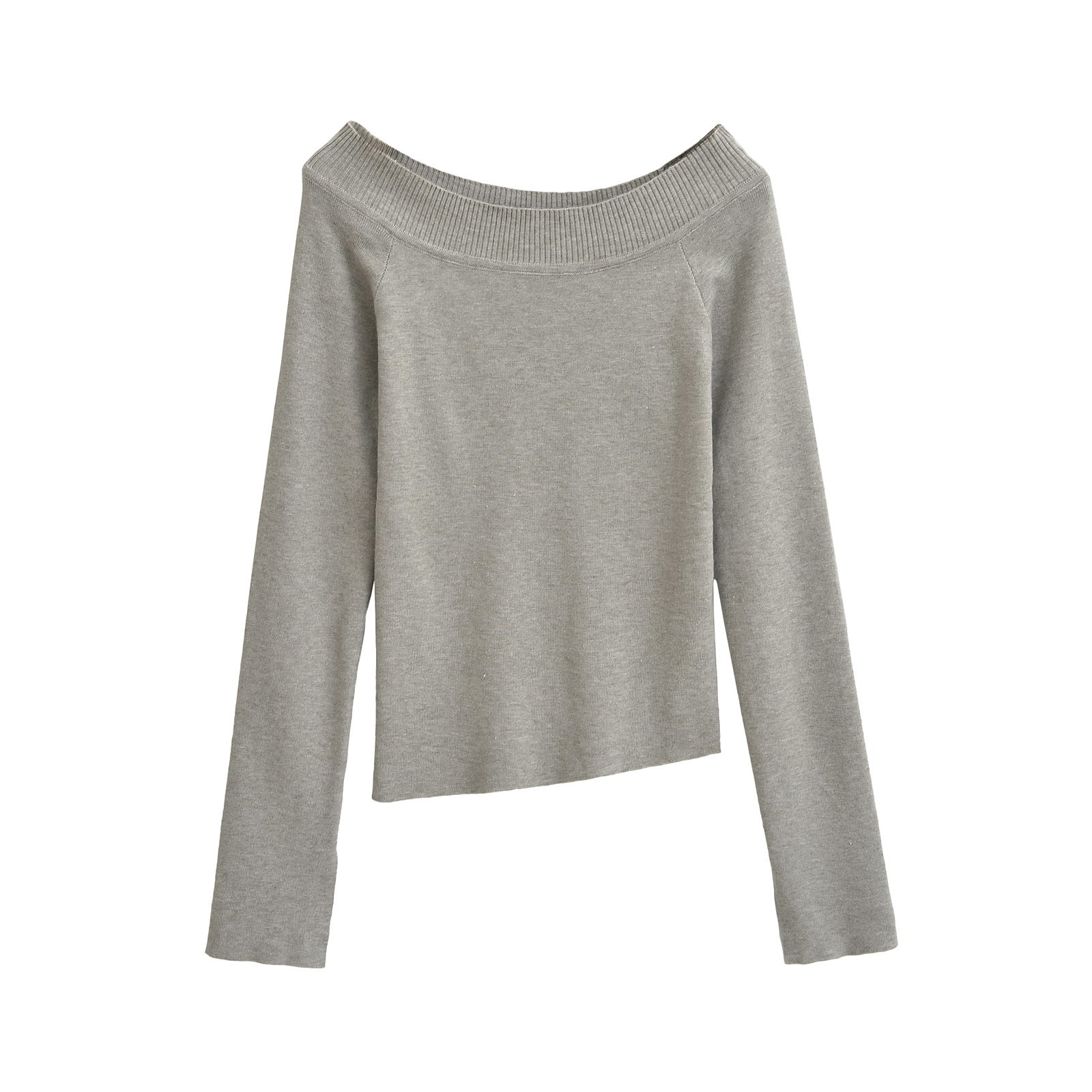 One line off shoulder slanted shoulder elastic slim fit top